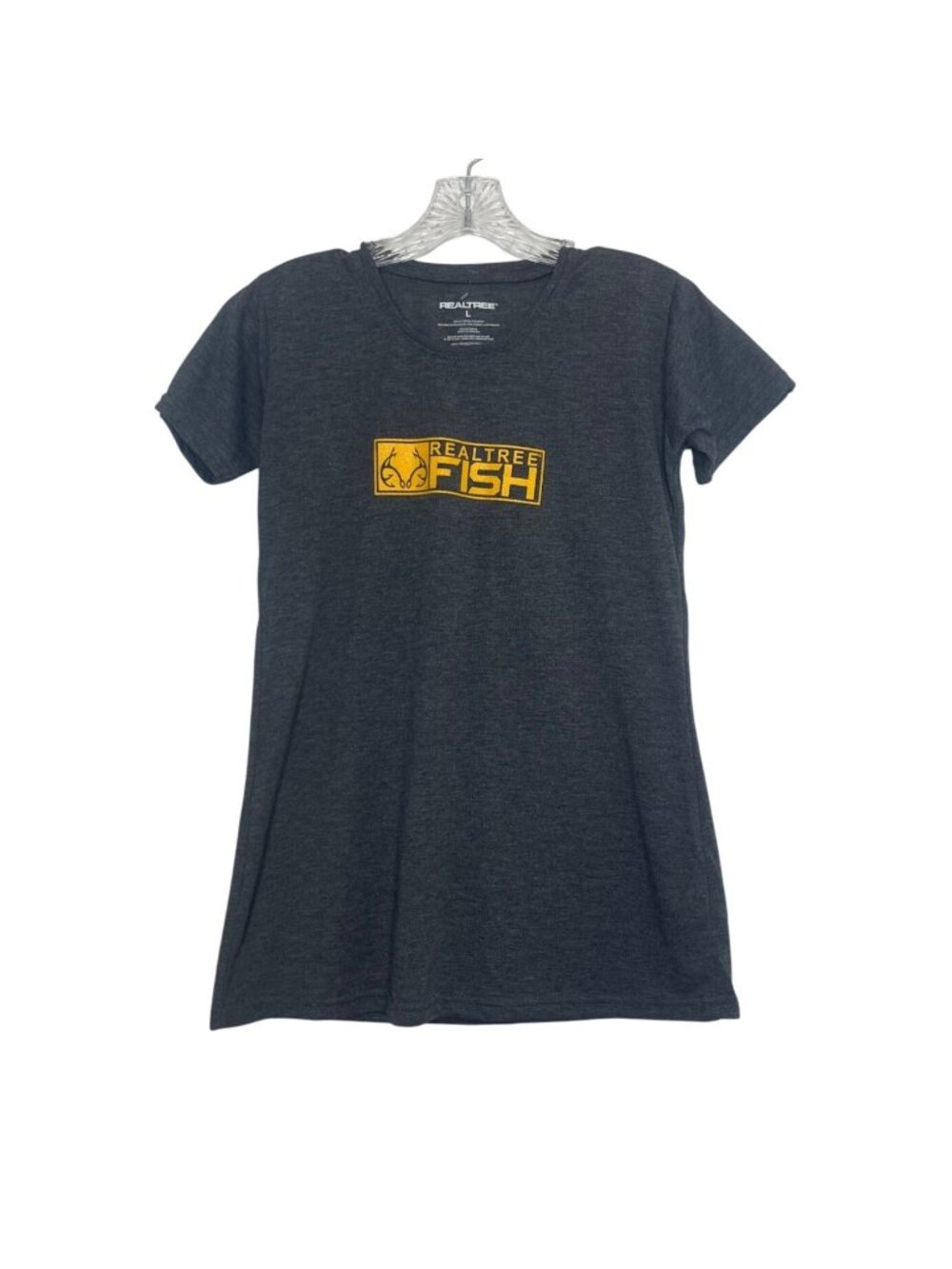 Realtree Fish Graphic Tshirt Womens Large Gray New Short Sleeve
